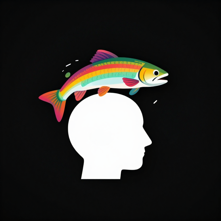 make a good logo for an android irc app. make it about a bald head with a large trout on top