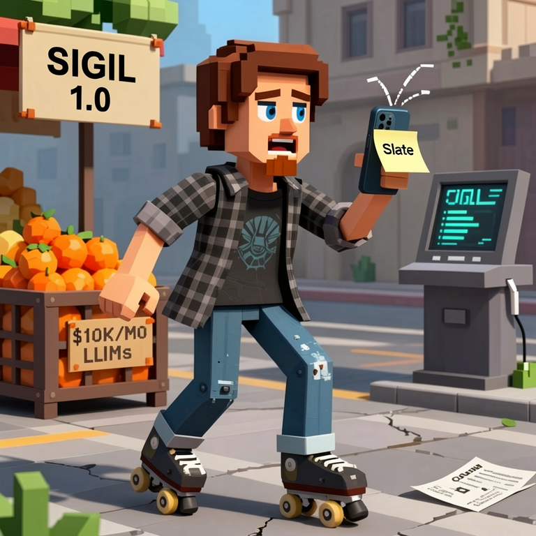 daviwil on rollerblades selling oranges when LLMs cost $10,000 a month and he can't work on Sigil anymore